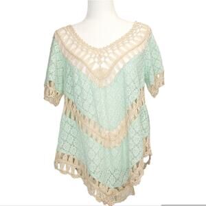 Women's Umgee Bohemian  Teal lace with Crochet‎ trim